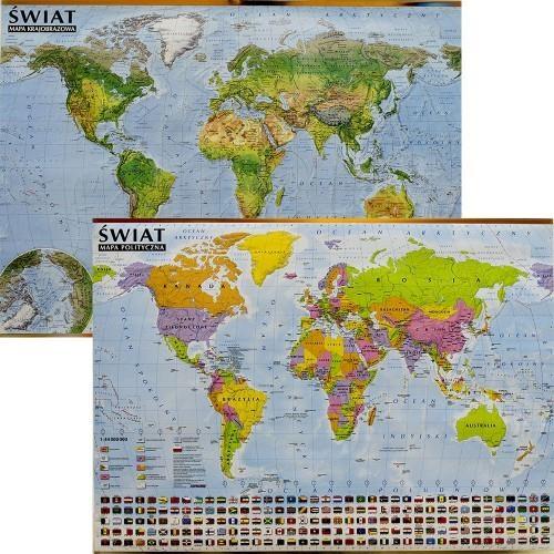 Wiat Mapa Polityczna I Krajobrazowa Mapa Cienna