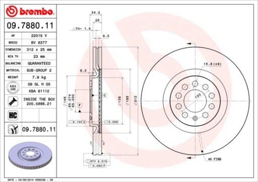 Диски та колодки BREMBO спереду-AUDI TT 8N 312mm - 2