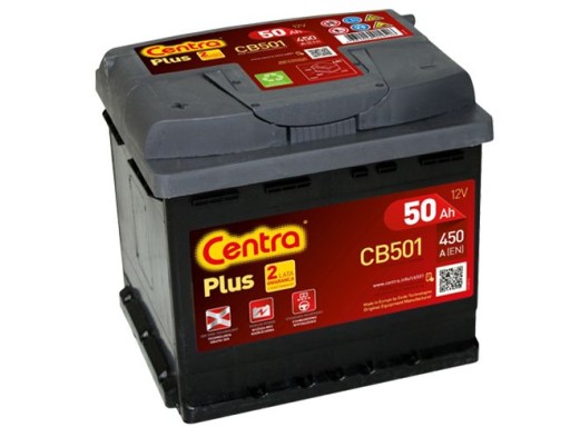 Akumulator Centra Plus CB501 50Ah 450A L+ Nowy Mod - 1