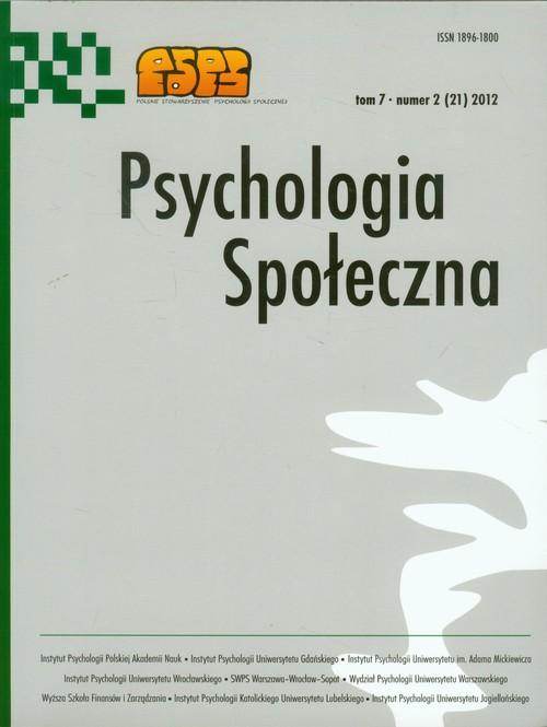 

Psychologia Społeczna Tom 7 nr 2 (21) 2012