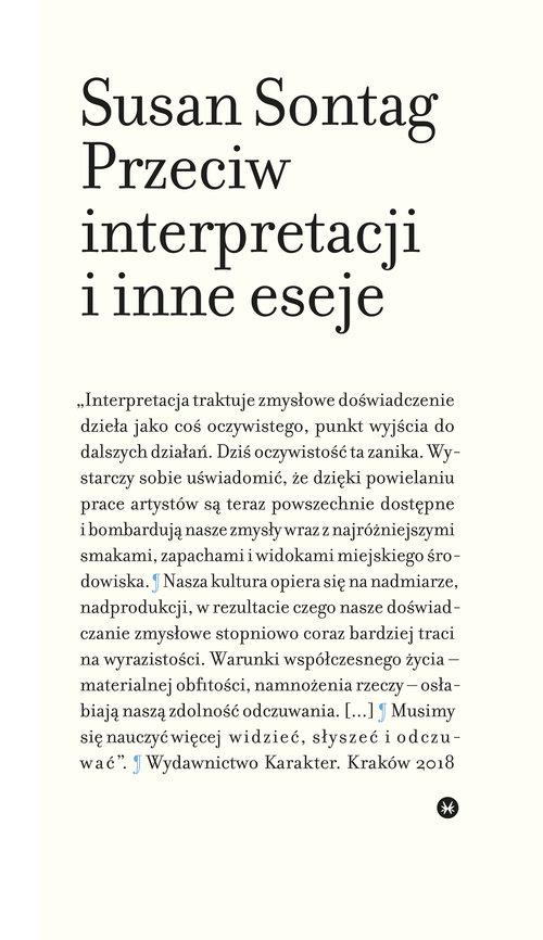 

Przeciw interpretacji i inne eseje Sontag Susan