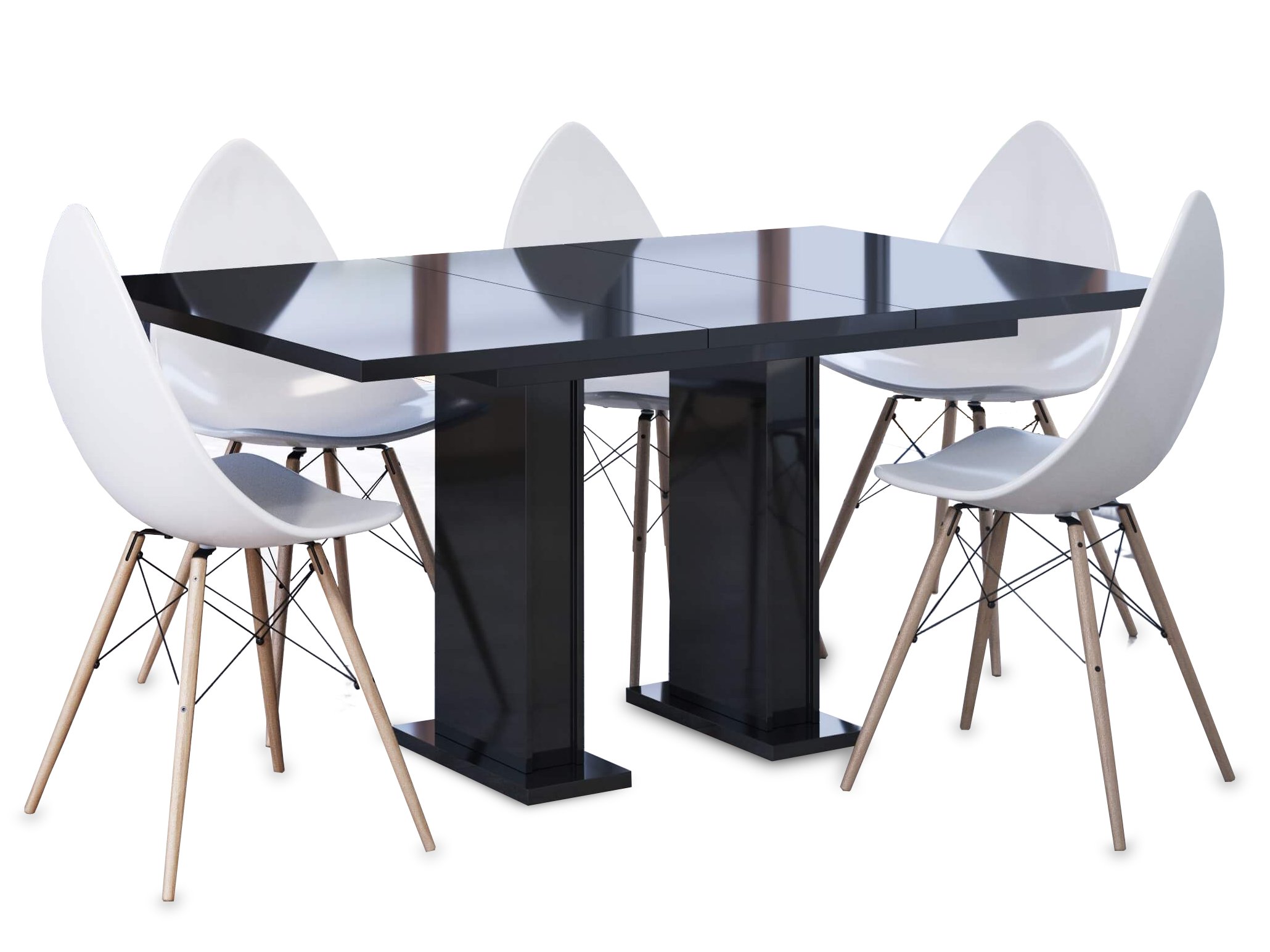 Stół rozkłądanu 120-160 cm czarny połysk do jadalni kuchni + GRATIS Kod producenta 7206