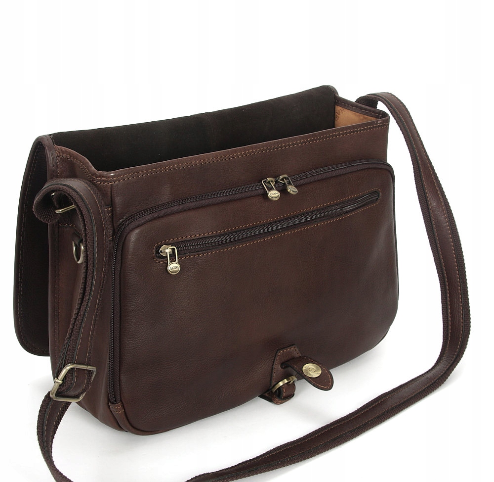 TORBA LISTONOSZKA RAPORTÓWKA SZLACHETNA SKÓRA Głębokość produktu 12 cm