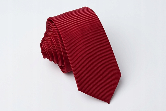 JAPAN STYLE Krawat SLIM Wąski 6cm BORDOWY kgs214 Model Slim Fit