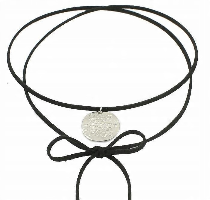 

Naszyjnik Choker Wrap Czarny Długi Rzemień Charms