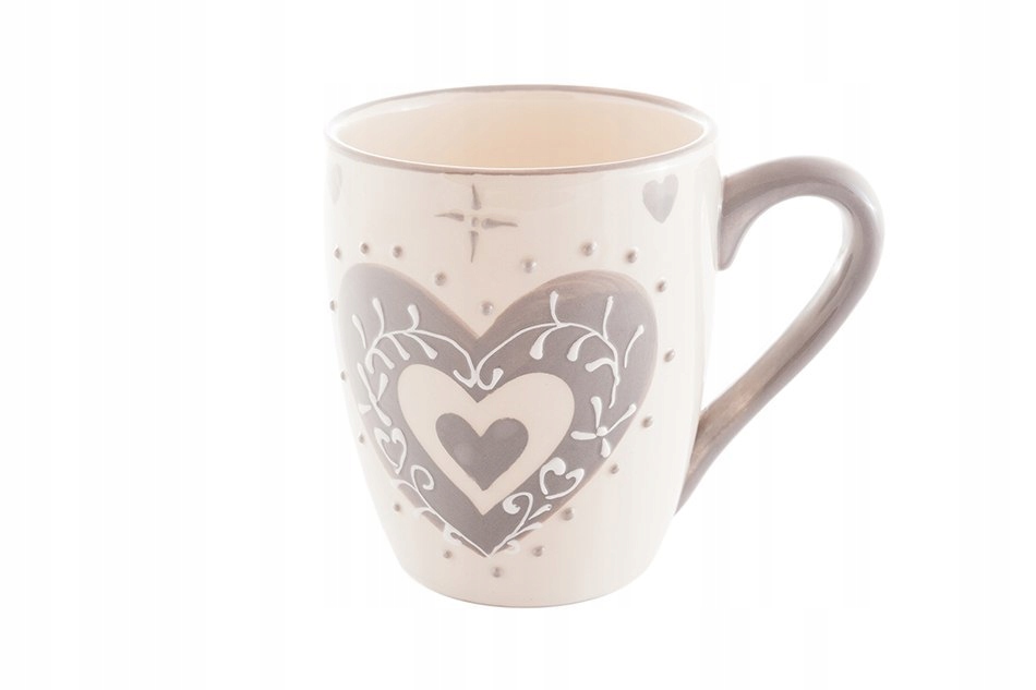 

Kubek Zdobiony Ceramiczny Serce Szary
