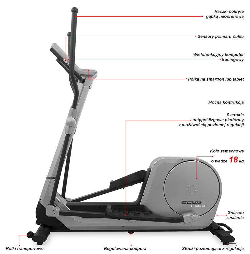 ORBITREK ELEKTROMAGNETYCZNY SCUD L9 NESU KOŁO 18kg Marka Scud