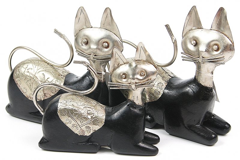 RZEŹBA FIGURKA KOCIA RODZINA KPL DEKORACJA PREZENT Kod producenta 48601