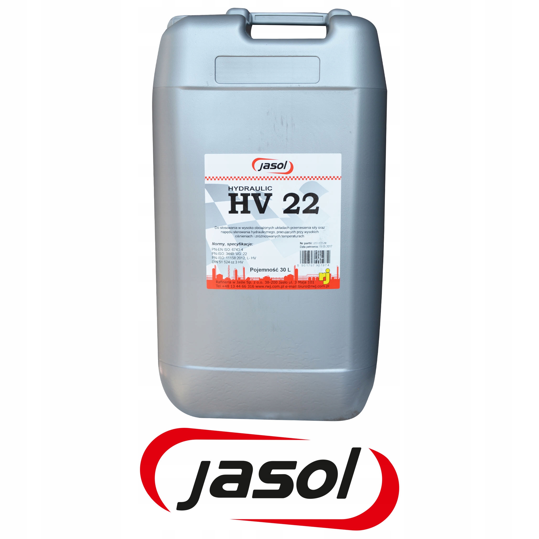 OLEJ HYDRAULICZNY JASOL HV 22 - - 30 litrów Producent Jasol