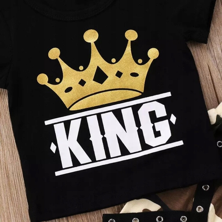 Zestaw t-shirt spodnie baggy szelki komplet KING Sezon jesienny letni wiosenny zimowy