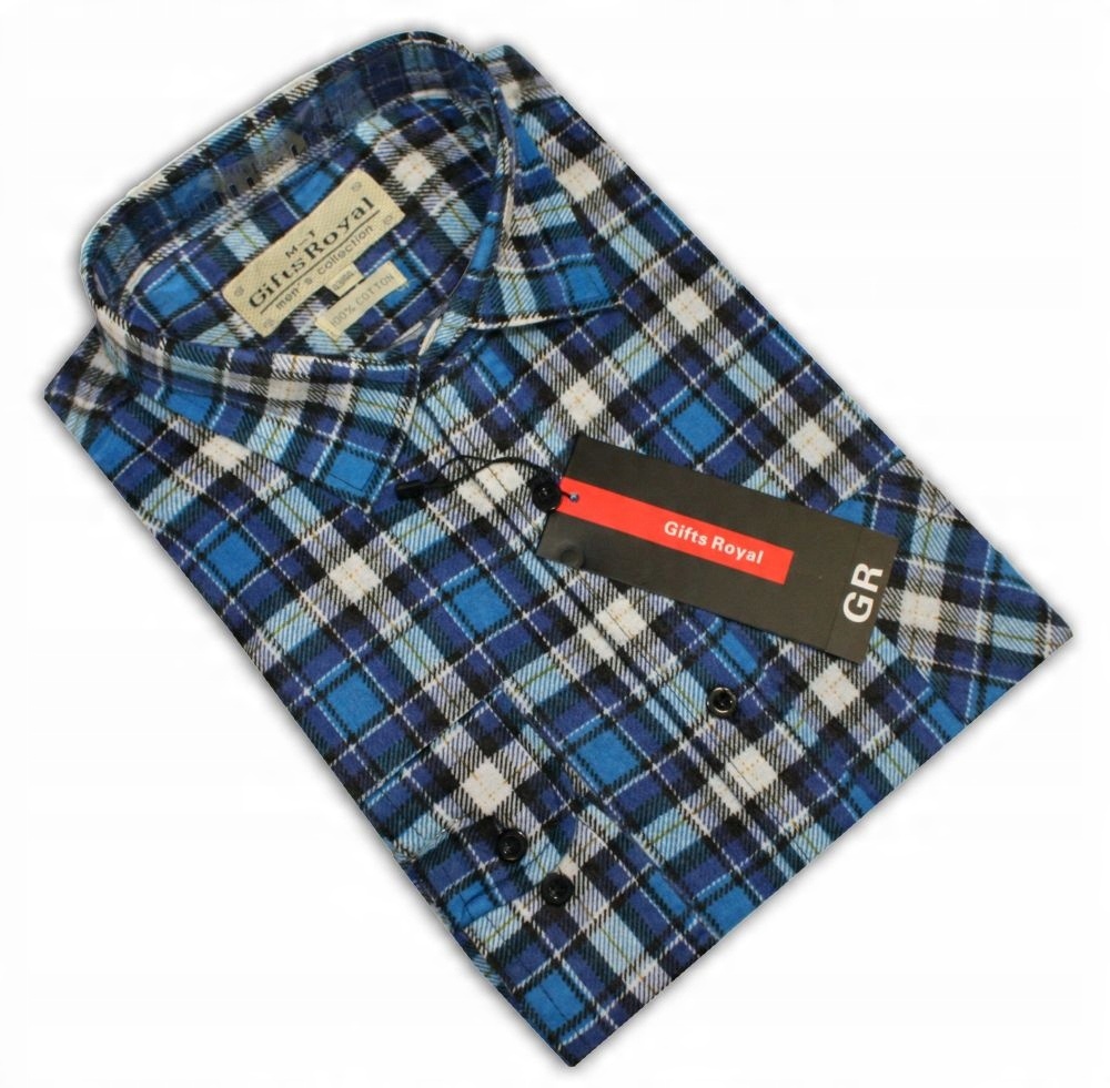 

Fj1 Koszula Męska flanelowa Niebieska krata 41/42