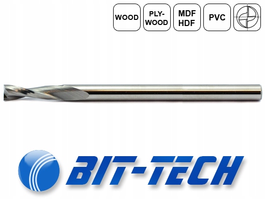 Frez z węglika 2p 3mm x 12mm do DREWNA SKLEJKI PVC Marka Bit-Tech