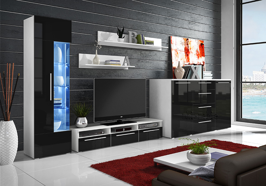 ROMA 3 MEBLOŚCIANKA - MEBLE WYSOKI POŁYSK z LED Kod producenta 02