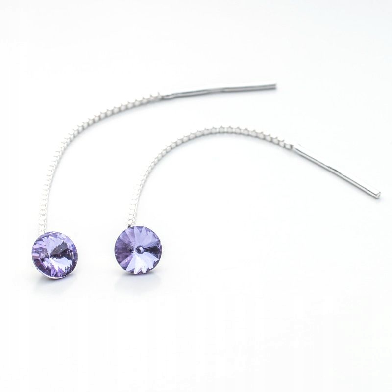 

Srebrne długie kolczyki z kr. Swarovski 6mm Violet