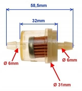 

Filtr paliwa na przewód 6mm mały rozmiar mini