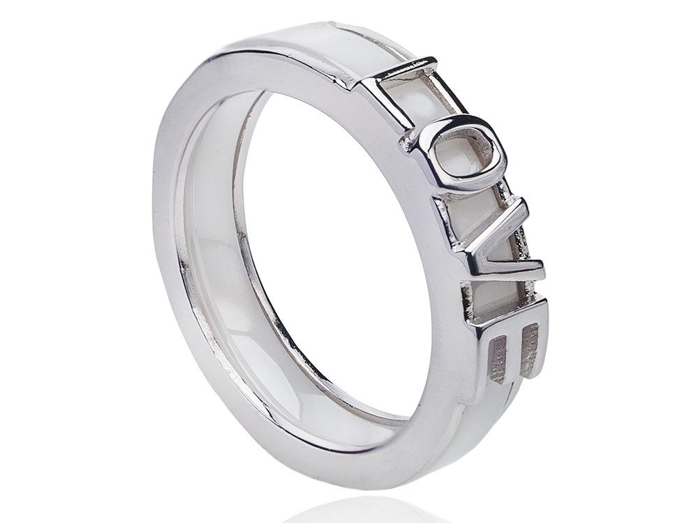 Bílý Keramický Prstýnek Prsten Láska 14