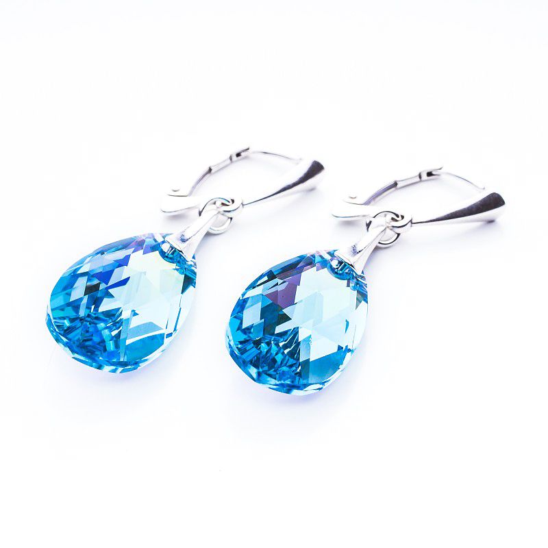 

Srebrne kolczyki z kr. Swarovski Migdały 22 Aqu Ab