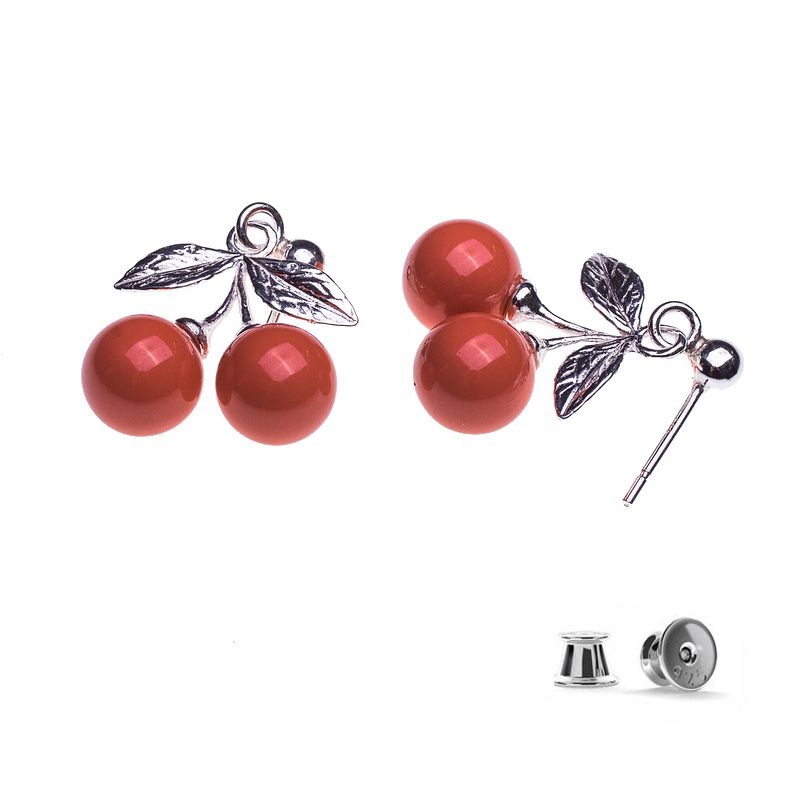 

Srebrne Kolczyki wisienki z perłami Swarovski 8mm