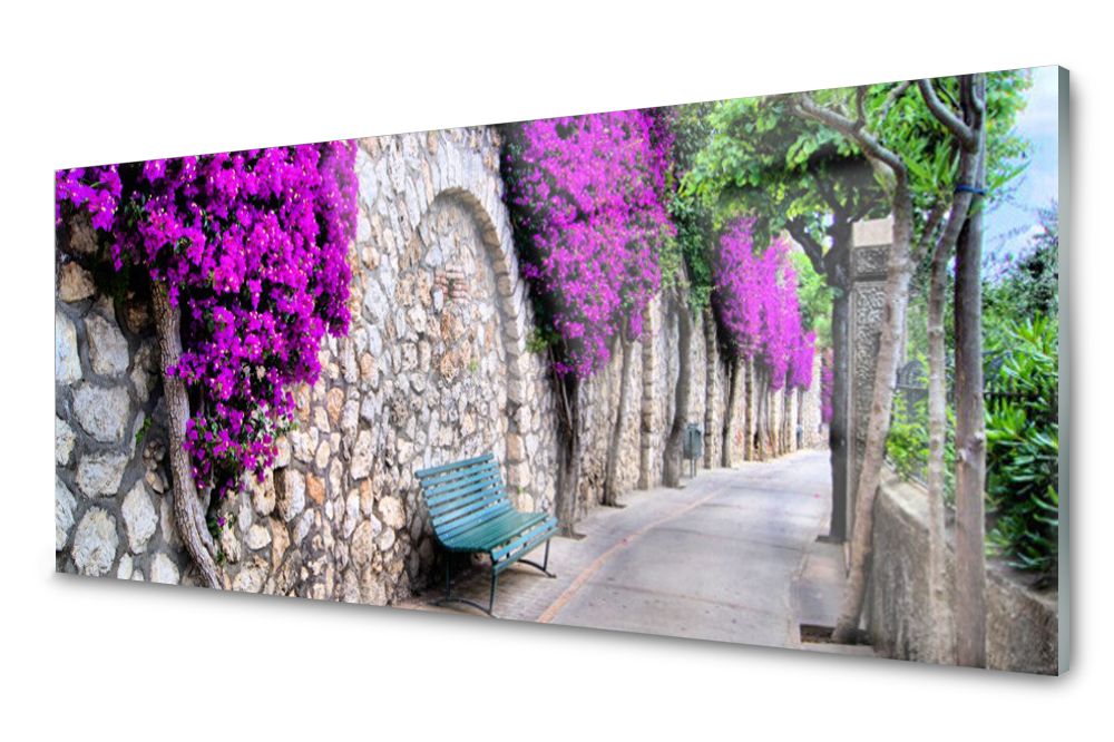 

Lacobel Panel Ścienny Alejka Ławka Kwiaty 120x60