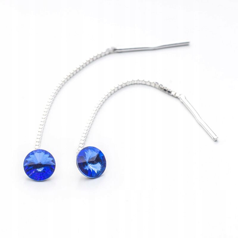 

Srebrne długie kolczyki z kr. Swarovski 6mm Sapph