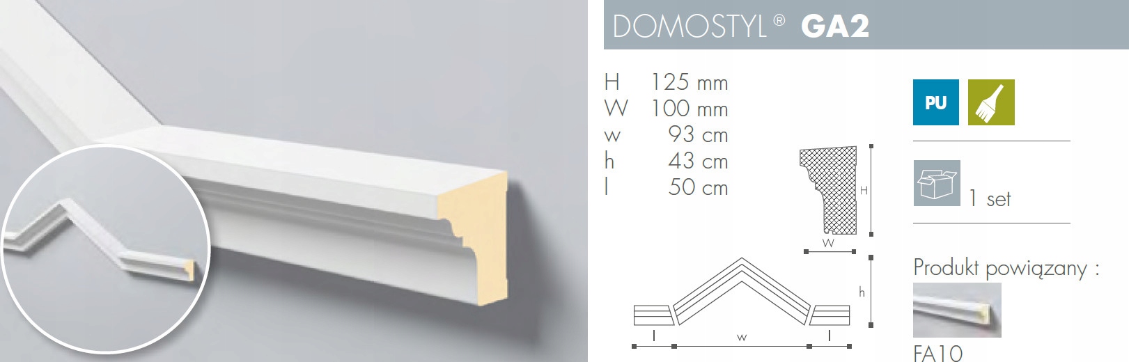 FRONT DOMOSTYL GA2 430 x 1930 mm Kod producenta DOMSTYL