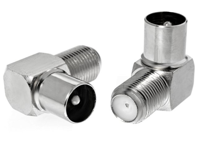 

Adapter gniazdo F - wtyk Tv kątowy + wtyk F - Hq
