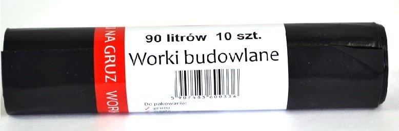 

Mocne Worki Budowlane Na Gruz Śmieci Czarne 90L 10