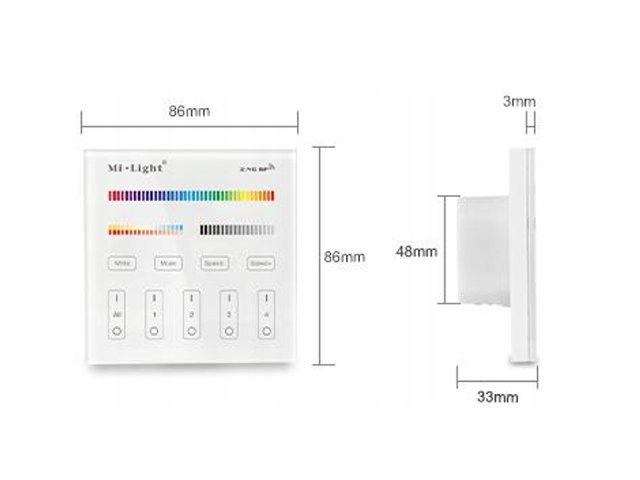 Pilot Panel Milight B4 RGB CCT RGBW 4-strefy AAA Marka LED-ONE