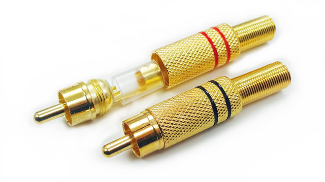 

2 sztuki wtyk Rca chinch na kabel gold