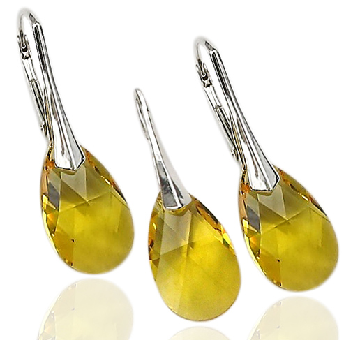 

Swarovski Kolczyki I Wisiorek -komplet Light Topaz
