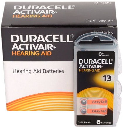 

6x DA13 Baterie słuchowe Duracell PR48 13 DA13N6