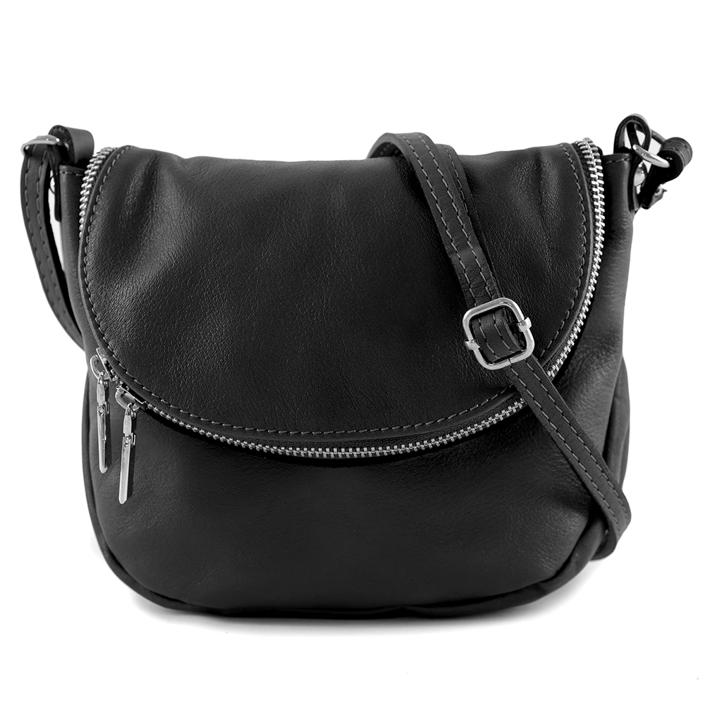 

Włoska Czarna Skórzana Listonoszka Skóra torebka