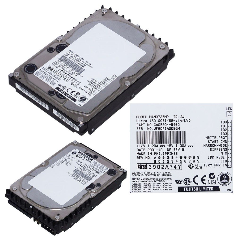 Fujitsu MAN3735MP 73GB 10K U160 68PIN Scsi Pevný disk