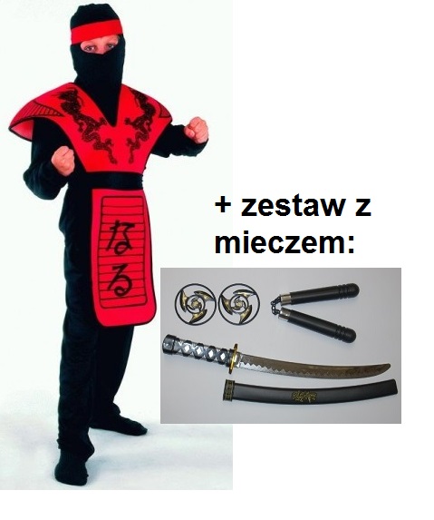 Stroj Ninja Czerwony Smok Miecz Katana Nunczako 7658938000 Allegro Pl