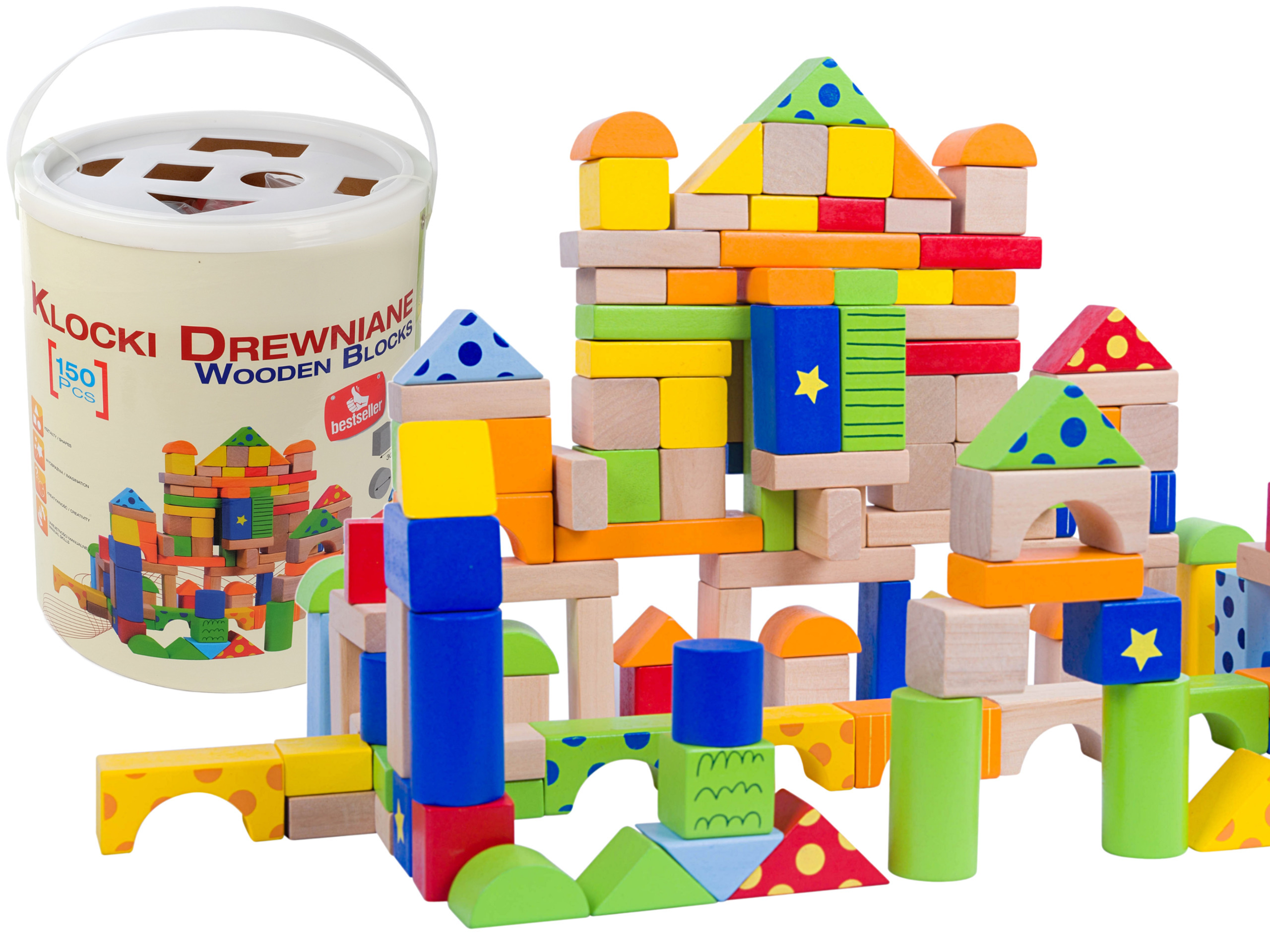 

Drewniane Klocki W Wiaderku 150 szt Zestaw Sorter