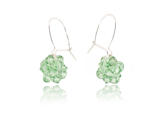 

Kolczyki srebrne Swarovski kulki zielone Engelke