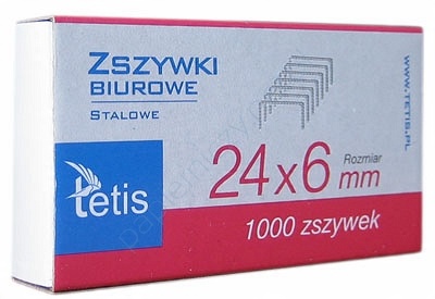 

Zszywki biurowe stalowe Tetis 24 x 6 mm ,,Testa''