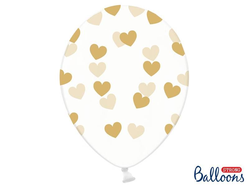 

Balony Serduszka złoty Ślub Wesele 30cm - 6szt.