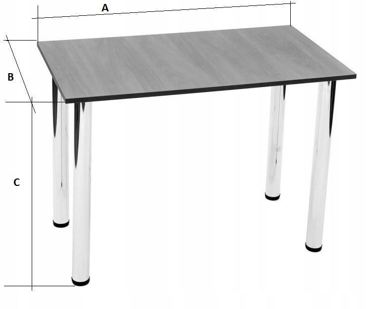 STÓŁ prostokątny 100x55 venge nogi chrom 82cm Kształt blatu prostokątny