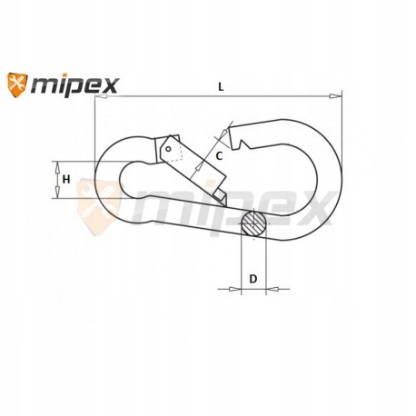 KARABIŃCZYKI KARABINEK KARABIŃCZYK DO LIN OCYNK OCYNKOWANY HAK 12mm Kod producenta 0