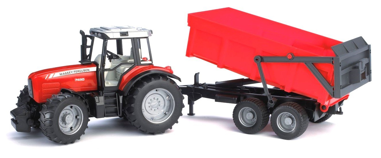 

Traktor Bruder Massey Ferguson 7480 z przyczepą