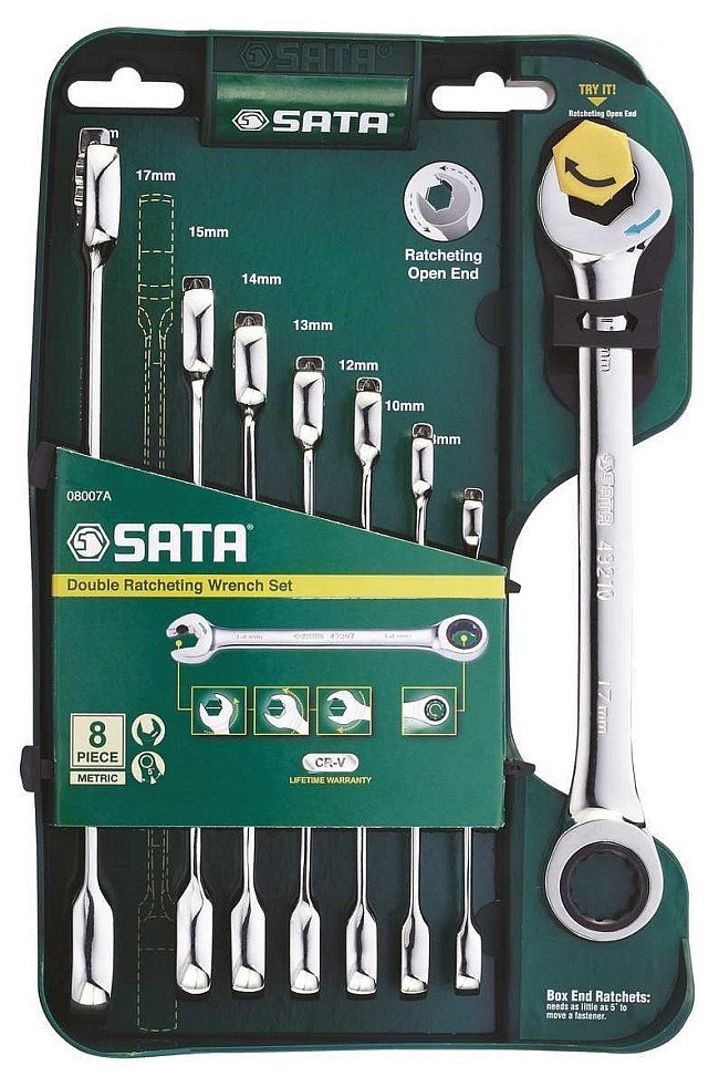 

Sata 08007A Klucze Płasko-oczkowe z grzechotką 8cz