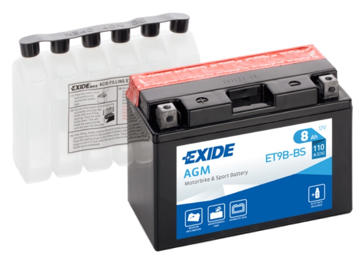 AKUMULÁTOR MOTOBIKE EXIDE AGM ET9B-BS 8AH 110A