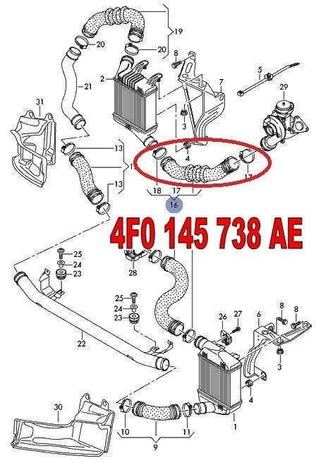 RURA WĄŻ TURBINY AUDI A6 C6 4F 2.0TDI 4F0145738AE Numer katalogowy części 4F0145738AE