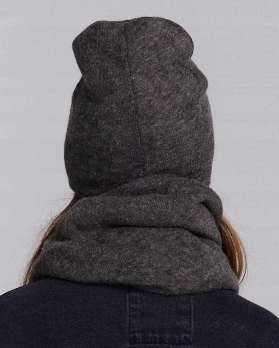 PL Komplet CZAPKA KOMIN Tuba szal GRAFIT MELANŻ K6 Wzór dominujący bez wzoru