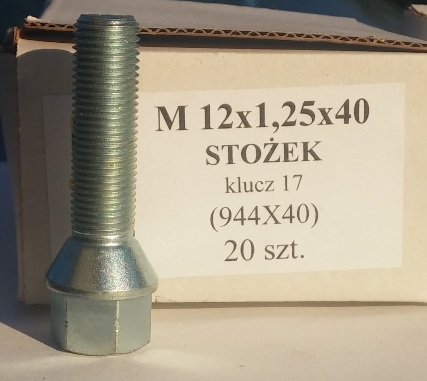 

Śruba 12x1,25x40 stożek klucz 17 Fiat Peugeot