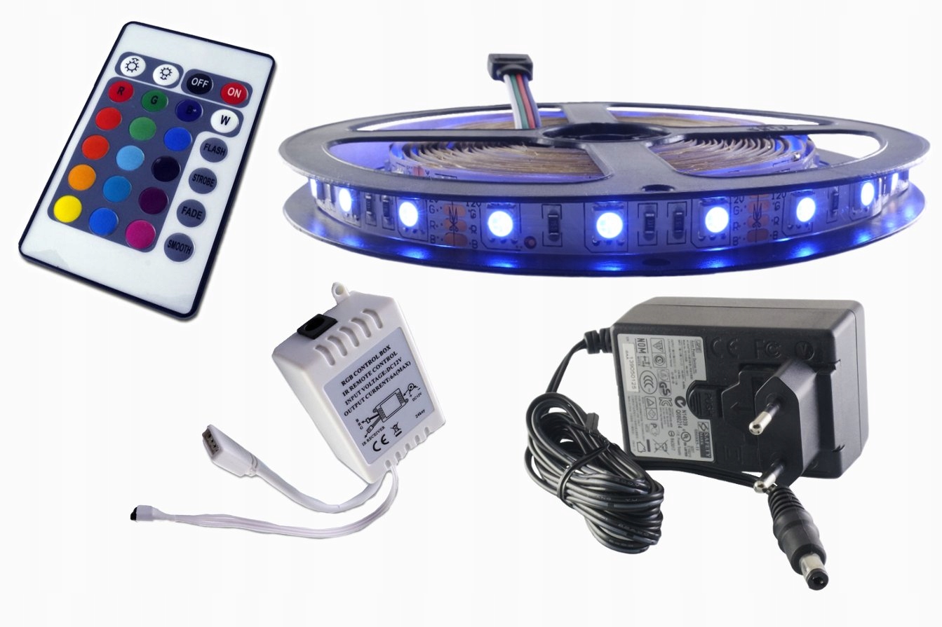 

Zestaw taśma Led 300 Smd Rgb 5050 sterownik 2.5m