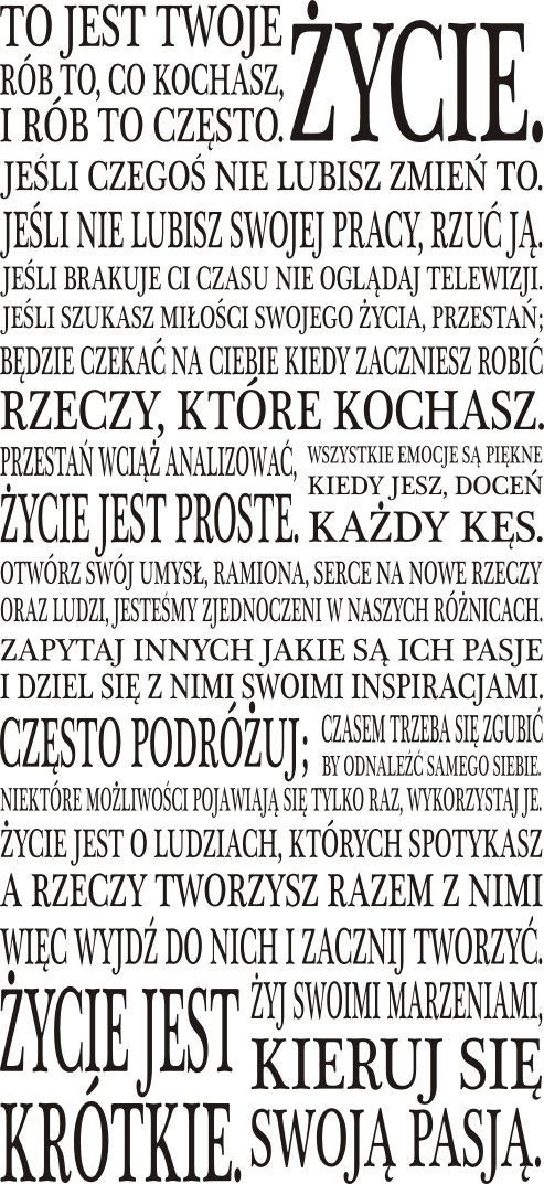

Napis na ścianę naklejka To jest twoje życie... 29