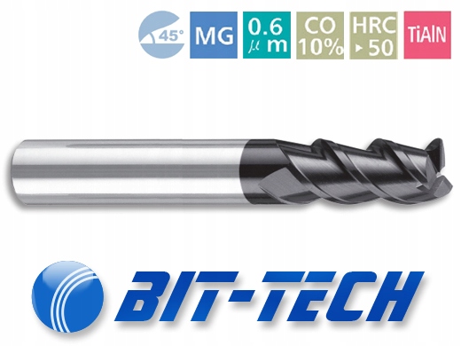 Frez VHM 3-piórowy 6mm chwyt 6mm TiAlN 50HRC CNC Marka Bit-Tech