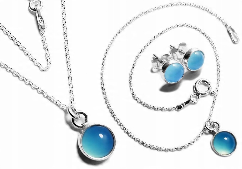 

Naszyjnik Agat BLUE+Bransoletka+Kolczyki (kw935)